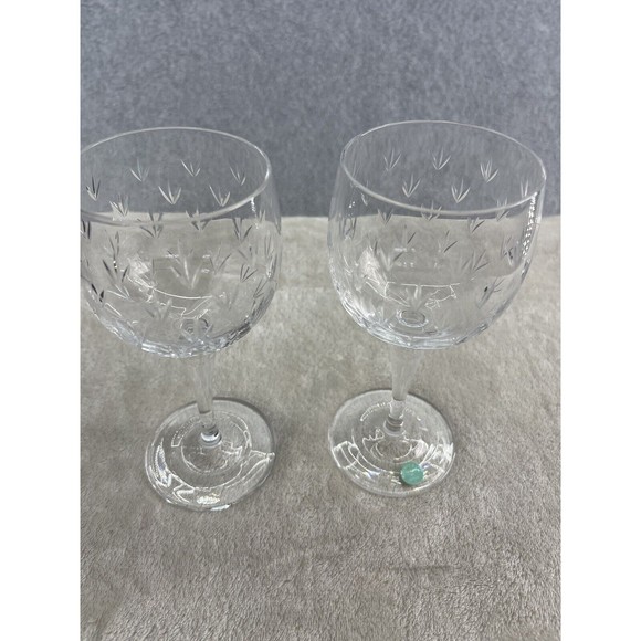 Tiffany & Co. Other - Tiffany & Co Crystal Wine Glass Set of 2 with Box Florette Vintage